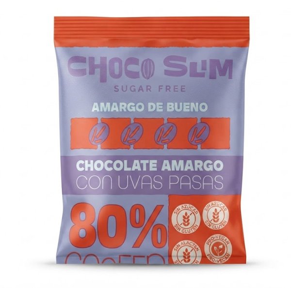 Chocolate amargo con uvas pasas Choco Slim