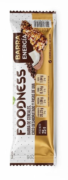Barra de Cereales, Coco deshidratado y pasas uva Foodness
